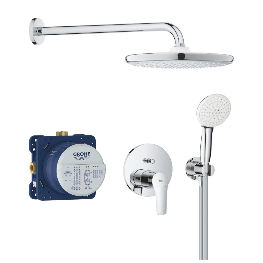 Set sistem de dus Grohe Eurosmart cu Tempesta 250, monocomanda, incastrata, diverter, dus de mana, dus fix, necesita corp instalare, crom [2]