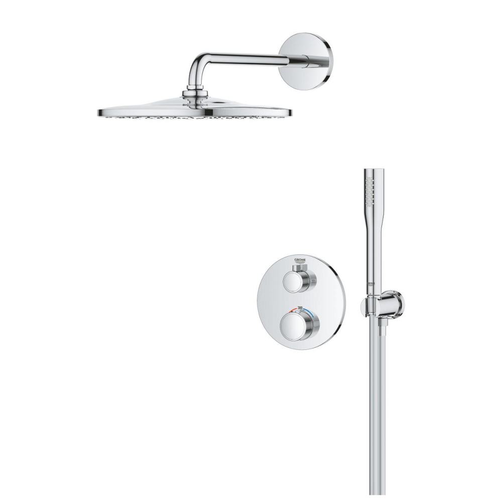 Set sistem de dus Grohe Grohtherm Rainshower Mono 310 incastrat, termostat, diverter, dus fix, para dus, corp instalare inclus, crom [3]