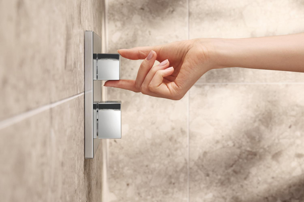 Set sistem de dus Grohe Precision Cube 310, montare pe perete, monocomanda, incastrat, termostat, diverter 2 cai, corp instalare inclus, crom [11]