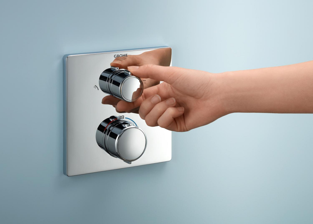 Set sistem de dus Grohe Precision 250, montare pe perete, incastrat, termonstat, diverter 2 cai, necesita corp instalare, crom [8]