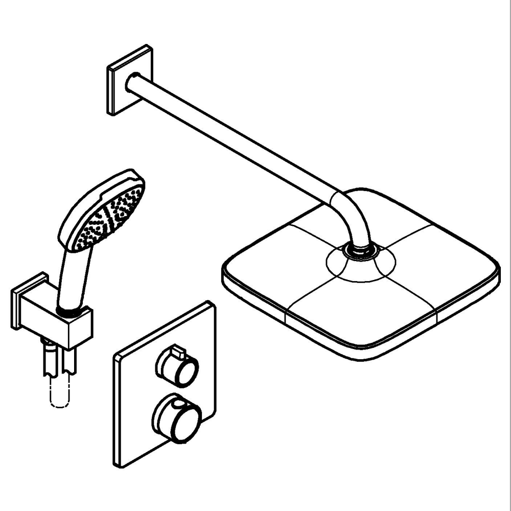 Set sistem de dus Grohe Precision 250, montare pe perete, incastrat, termonstat, diverter 2 cai, necesita corp instalare, crom [11]