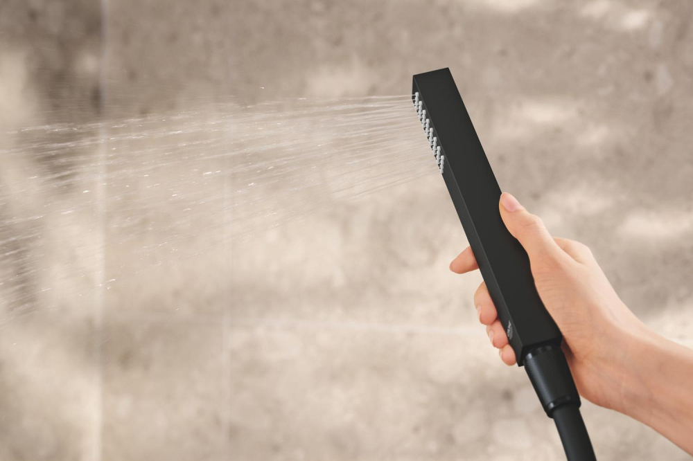 Set sistem de dus Grohe Rainshower Cube sq conc 2 functii shw sistem 310, montare pe perete, incastrat, termostat, diverter, 1 functie, corp instalare inclus, negru mat [8]