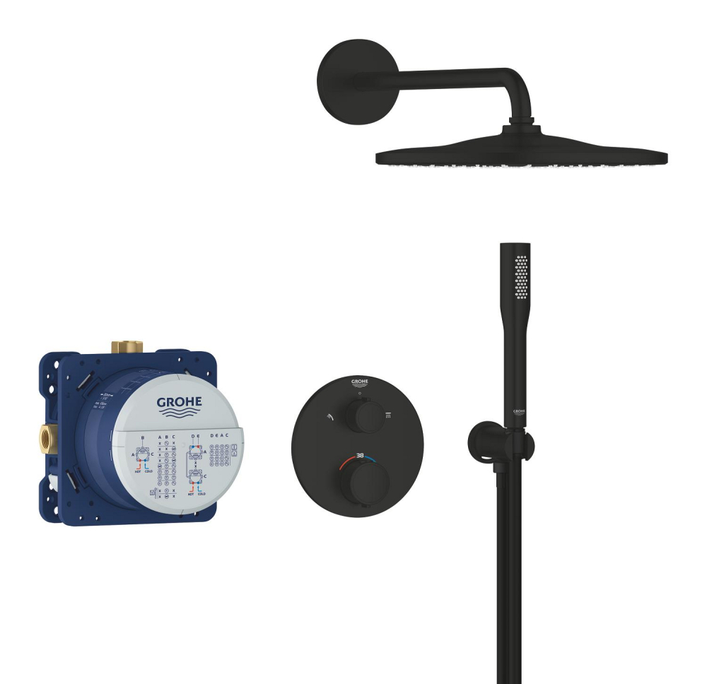 Set sistem de dus Grohe Rainshower rd conc 2 functii shw sistem 310, incastrata, termostat, 1 functie, diverter, negru mat [4]