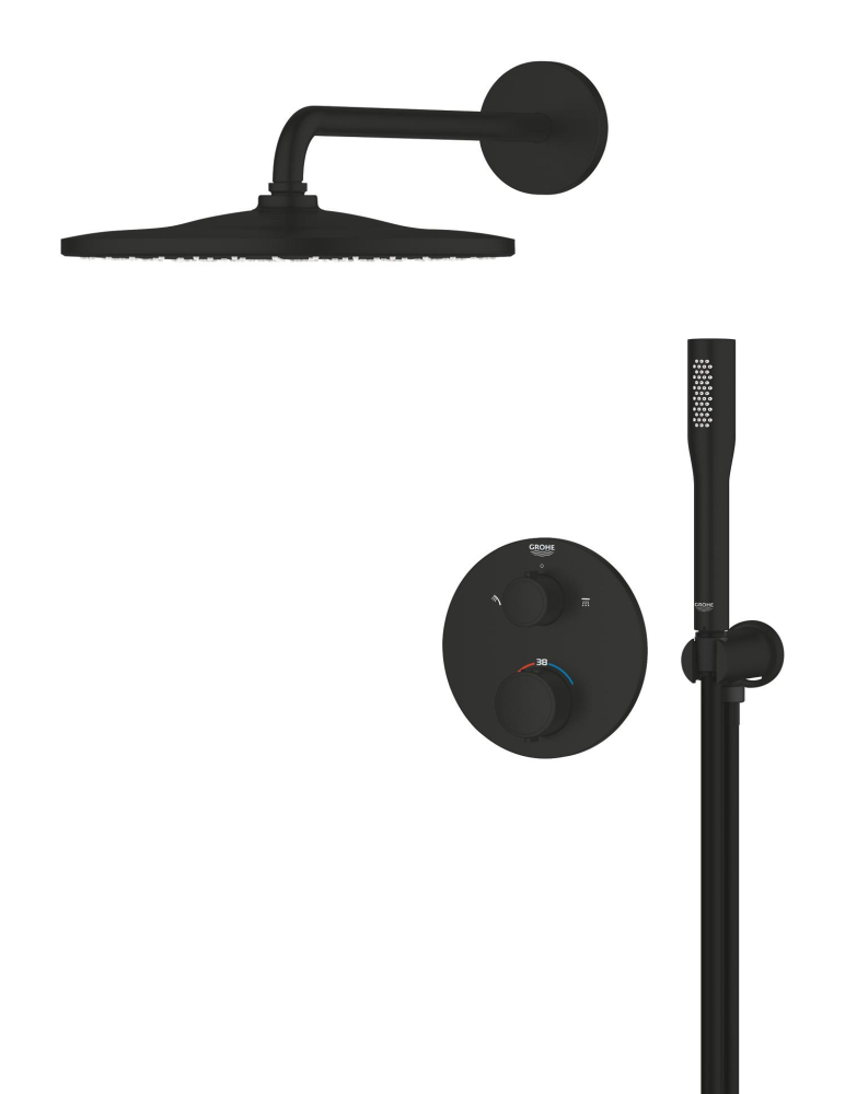 Set sistem de dus Grohe Rainshower rd conc 2 functii shw sistem 310, incastrata, termostat, 1 functie, diverter, negru mat [5]