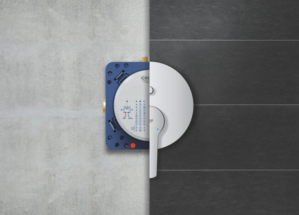 Set sistem de dus Grohe Start cu Tempesta 250, montare pe perete, incastrat, monocomanda, diverter, corp instalare inclus, crom [11]