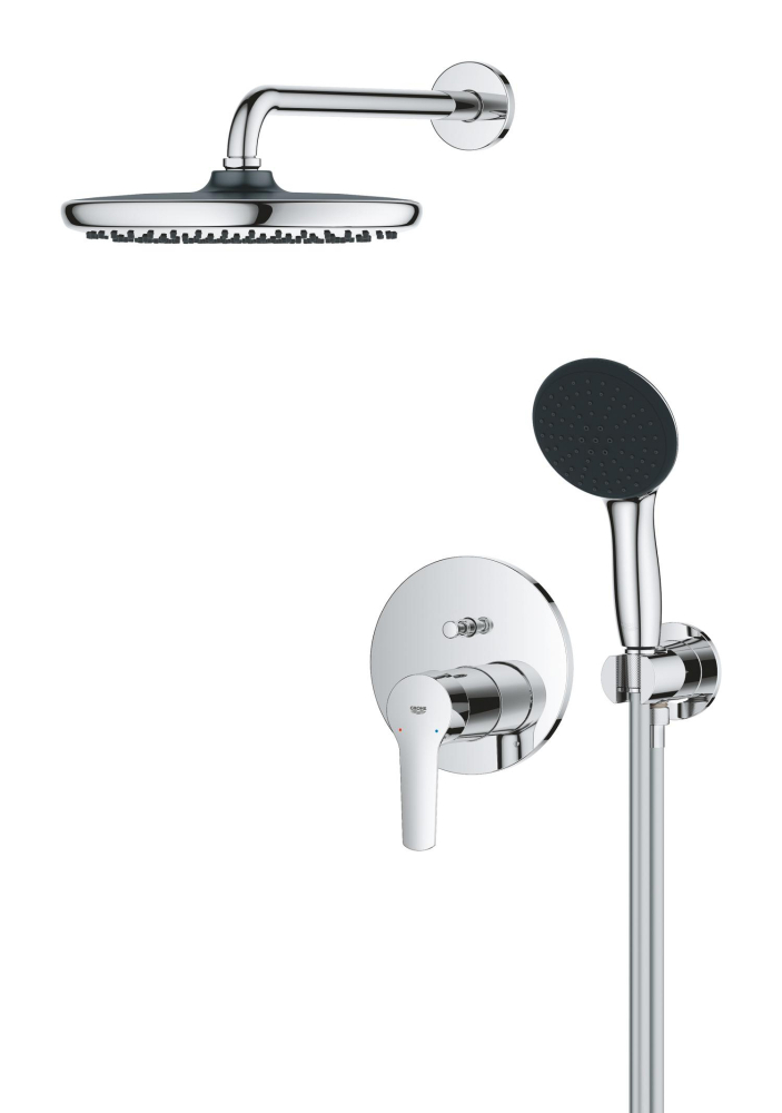 Set sistem de dus Grohe Start cu Tempesta 250, montare pe perete, incastrat, monocomanda, diverter, corp instalare inclus, crom [5]
