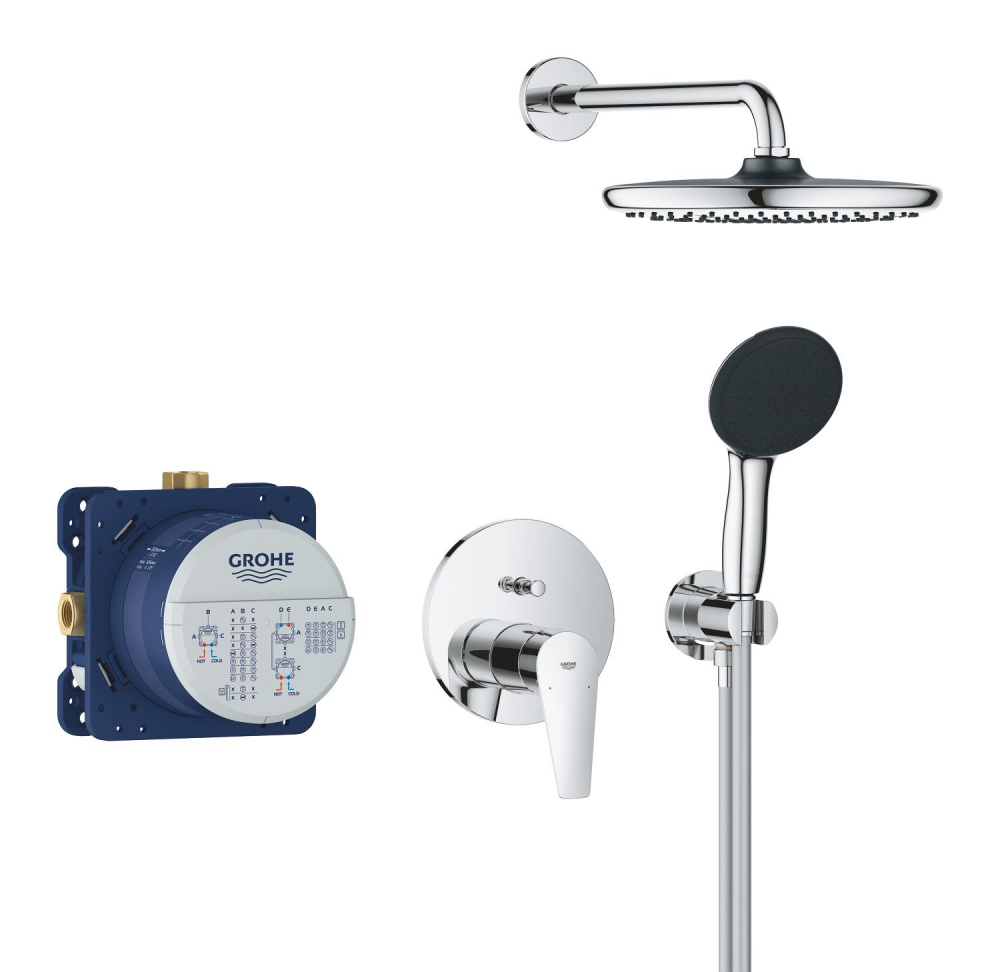 Set sistem de dus Grohe StartEdge 250, montare pe perete, incastrat, monocomanda, diverter, corp instalare inclus, crom [8]