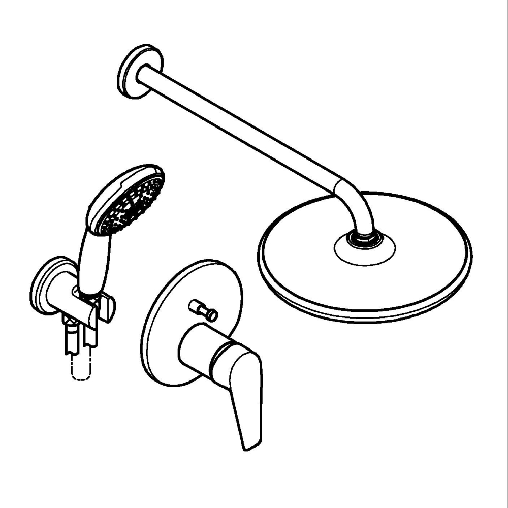 Set sistem de dus Grohe StartEdge 250, montare pe perete, incastrat, monocomanda, diverter, corp instalare inclus, crom [6]