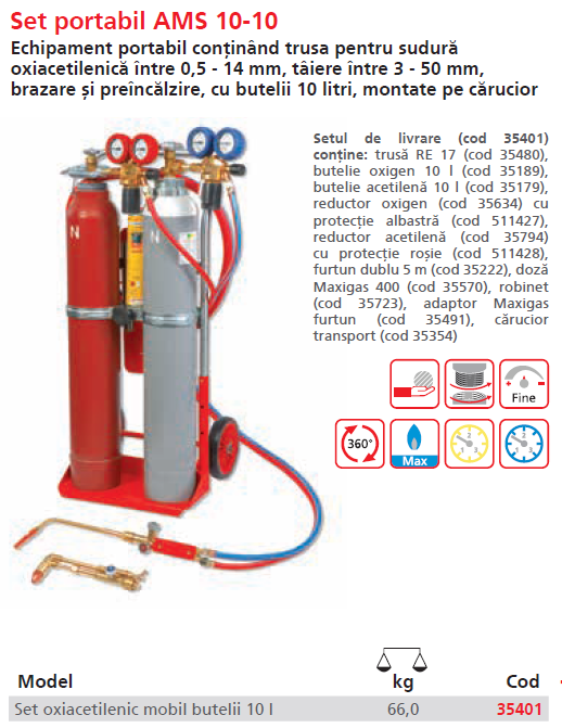 Set sudare-taiere RE 17 cu butelii de 10 litri Rothenberger, cod 35401 [2]