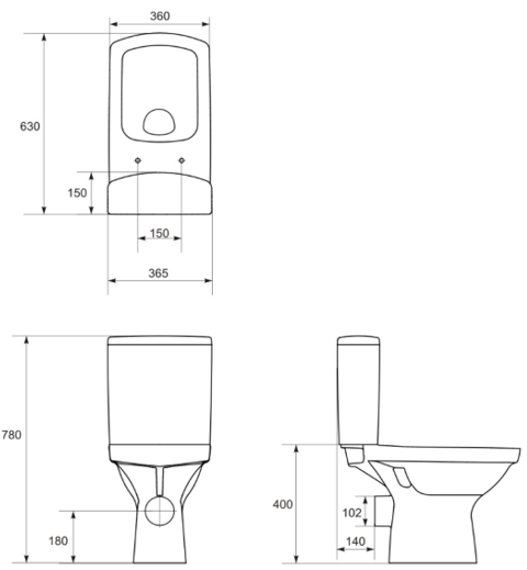 Set WC, Easy NewCleanOn vas + rezervor 3/5 l + capac duroplast Soft-close, Cersanit Easy [4]