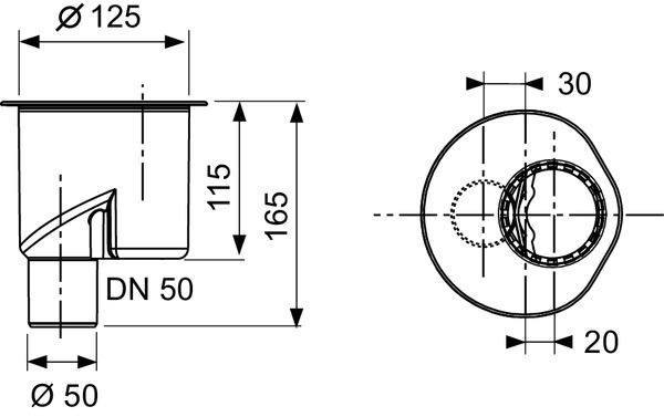 Sifon vertical TECEDrainline DN 50 debit 13 l/s inaltime montaj 165mm [2]