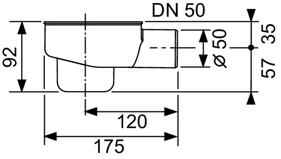 Sifon orizontal TECEDrainline DN 50 debit 08 l/s inaltime montaj 120 mm [2]