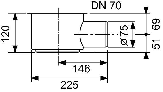 Sifon orizontal TECEDrainline DN 70 debit 12 l/s inaltime montaj 145mm [2]