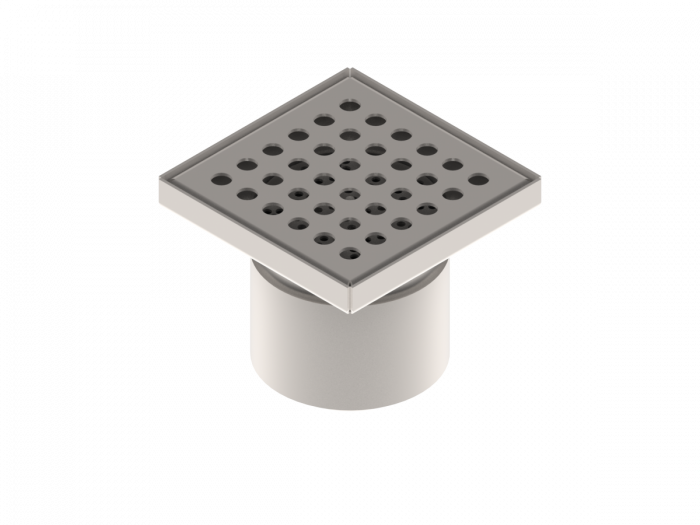 Sifon canalizare din INOX STAINLESS 150x150 cu gratar perforat iesire verticala DN110 151x151x130 - Vodaland gama Drain [1]