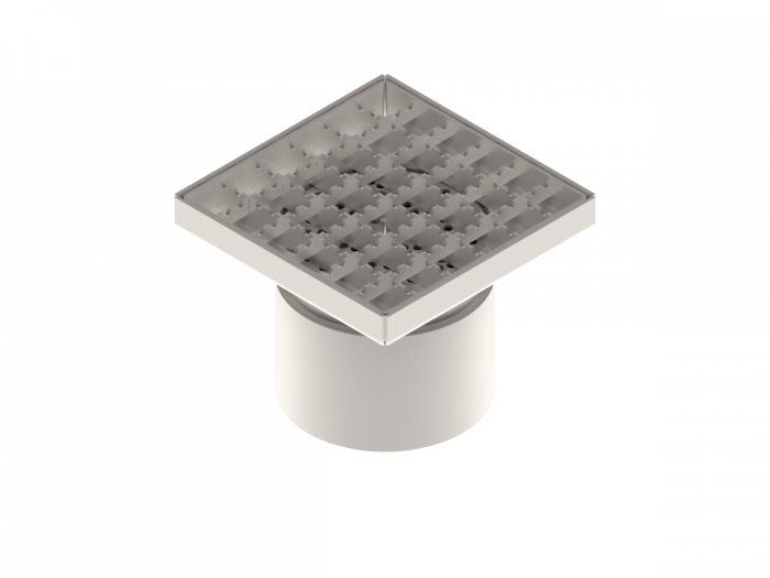 Sifon canalizare din INOX STAINLESS 150x150 cu gratar tip grila antialunecare iesire verticala DN110 151x151x130 - Vodaland gama Drain [1]