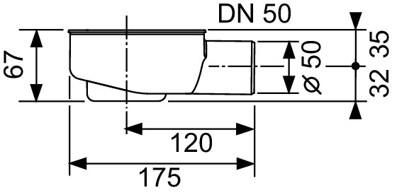Sifon orizontal TECEDrainline DN 50 debit 07l/s inaltime montaj 95mm [2]