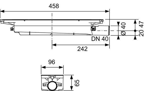 Sifon TECEdrainprofile „plat”, evacuare laterala DN 40, 0,53 l/s [2]