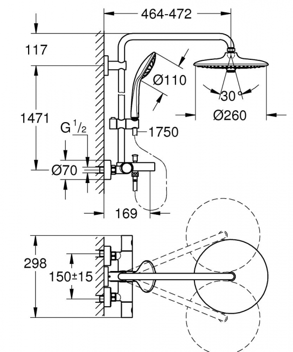 Coloana dus si cada Grohe Euphoria 260 [8]