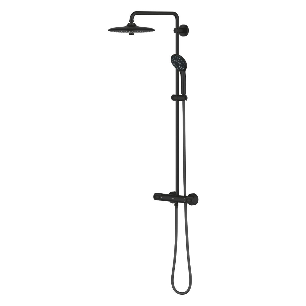 Sistem de dus Grohe groheeuphoria 260 coolt 9, 5, montare pe perete, monocomanda, diverter, termostat, 3 tipuri de jet, limitator de debit, sistem ant-calcar, negru [4]