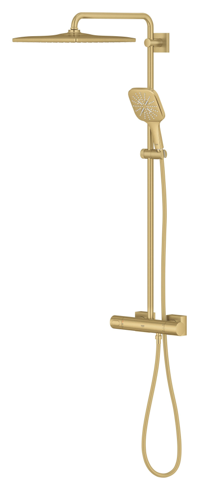 Sistem de dus Grohe Rainshower 310 Cube shower syst. 9, 5, aparent, termostat, ajustabil, furtun de dus, para de dus, cartus ceramic, auriu mat [6]