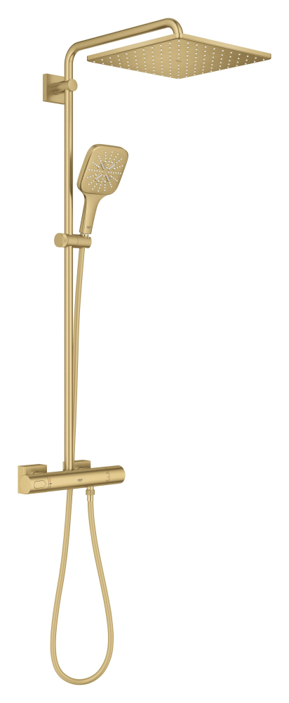 Sistem de dus Grohe Rainshower 310 Cube shower syst. 9, 5, aparent, termostat, ajustabil, furtun de dus, para de dus, cartus ceramic, auriu mat [4]