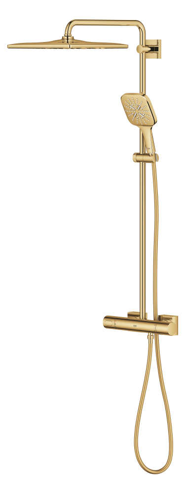 Sistem de dus Grohe Rainshower 310 Cube shower syst. 9, 5, aparent, termostat, ajustabil, furtun de dus, para de dus, cartus ceramic, auriu lucios [6]