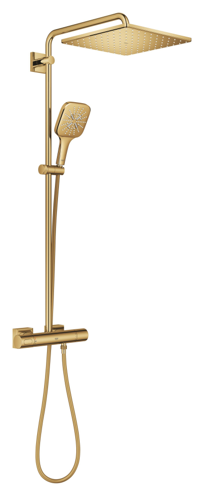 Sistem de dus Grohe Rainshower 310 Cube shower syst. 9, 5, aparent, termostat, ajustabil, furtun de dus, para de dus, cartus ceramic, auriu lucios [4]