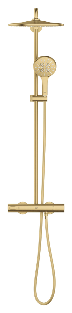 Sistem de dus Grohe Rainshower 310 9, 5 l, aparent, termostat, ajustabil, furtun de dus, para de dus, cartus ceramic, auriu mat [5]