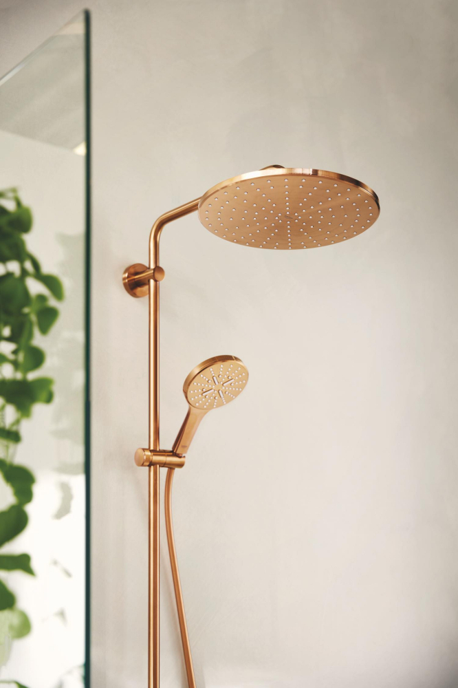 Sistem de dus Grohe Rainshower 310 9, 5 l, aparent, termostat, ajustabil, furtun de dus, para de dus, cartus ceramic, cupru mat [5]