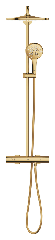 Sistem de dus Grohe Rainshower 310 9, 5 l, aparent, termostat, ajustabil, furtun de dus, para de dus, cartus ceramic, auriu lucios [5]
