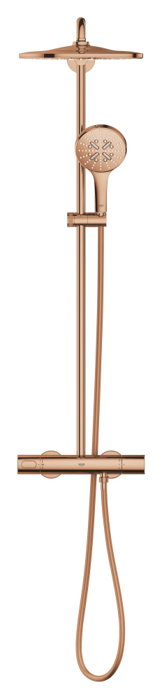 Sistem de dus Grohe Rainshower 310 9, 5 l, aparent, termostat, ajustabil, furtun de dus, para de dus, cartus ceramic, cupru lucios [5]