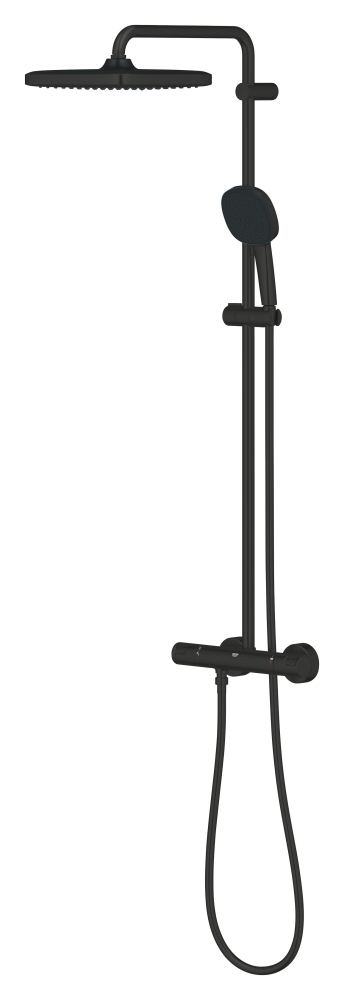 Sistem de dus Grohe Vitalio 250 Cube, aparent, termostat, cartus ceramic, 1 jet, diverter, negru [6]