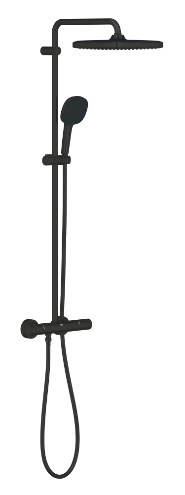 Sistem de dus Grohe Vitalio 250 Cube, aparent, termostat, cartus ceramic, 1 jet, diverter, negru [3]