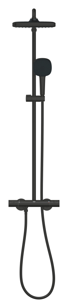 Sistem de dus Grohe Vitalio 250 Cube, aparent, termostat, cartus ceramic, 1 jet, diverter, negru [5]