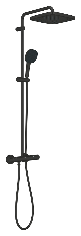Sistem de dus Grohe Vitalio 250 Cube, aparent, termostat, cartus ceramic, 1 jet, diverter, negru [4]