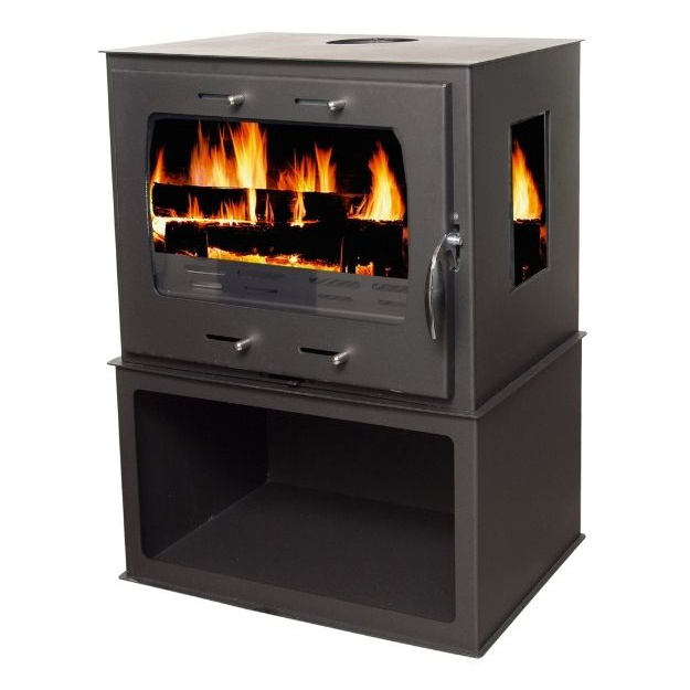 Soba pe lemn Termax Ilinca neagra cu ferestre laterale 12,2 kW [2]