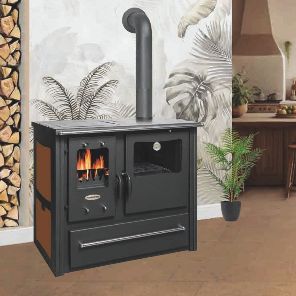 Soba de gatit pe lemn Termax Rustik maro cu focar din samota 9,5 kW [4]
