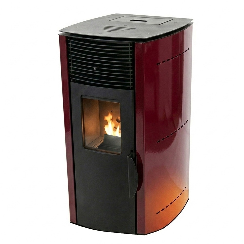 Soba pe peleti KOPH PD 8 kW, cu aer cald, buncar peleti 8 kg, 50 mp, Bordo [2]