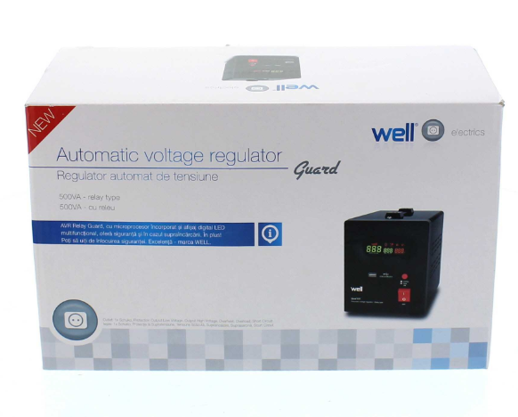 Stabilizator automat de tensiune cu releu Well 500VA negru [5]