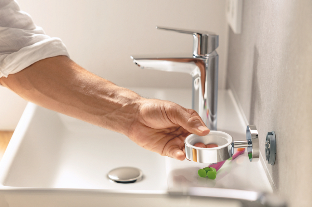 Set perie WC Grohe Start Cosmopolitan montare perete, fixare ascunsa, sticla, crom [8]