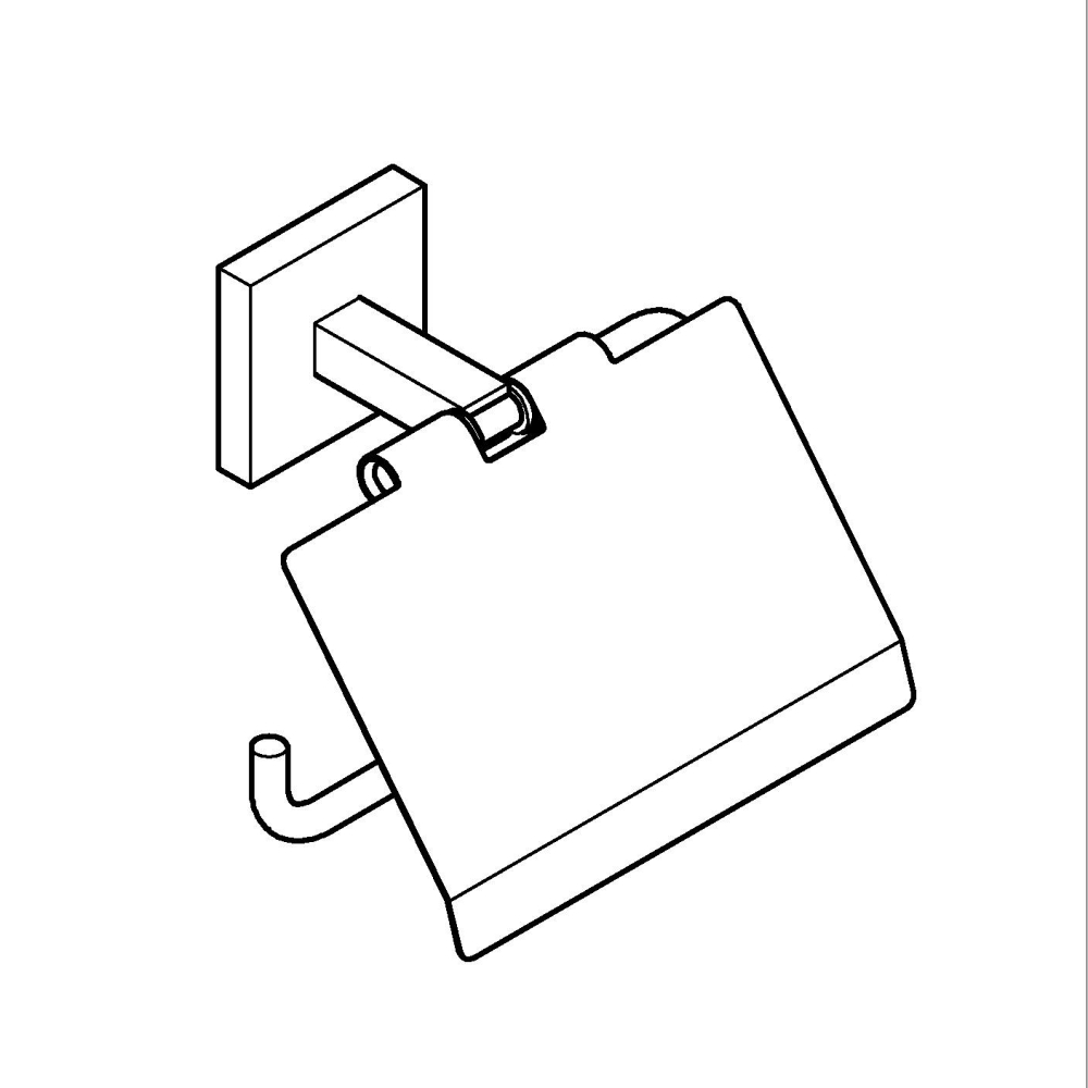Suport hartie igienica Grohe Start Cube cu capac, montare pe perete, fixare ascunsa, cu aparatoare, crom [4]