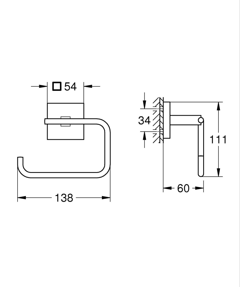 Suport hartie igienica Grohe Start Cube, fixare ascunsa, montare pe perete, crom mat [3]