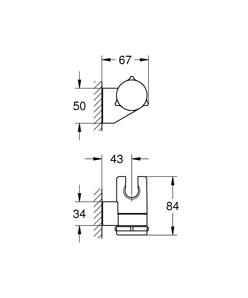 Suport para de dus Grohe Tempesta adjust, montare perete, reglabil, crom [6]