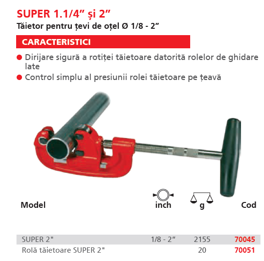 Taietor pentru teava de otel Rothengerber SUPER 1/8 - 2" [2]