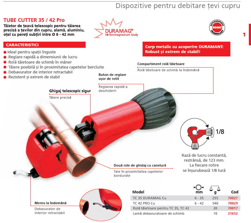 Taietor telescopic pentru teava, TUBE CUTTER 35 PRO, ROTHENBERGER, cod 70027 [2]