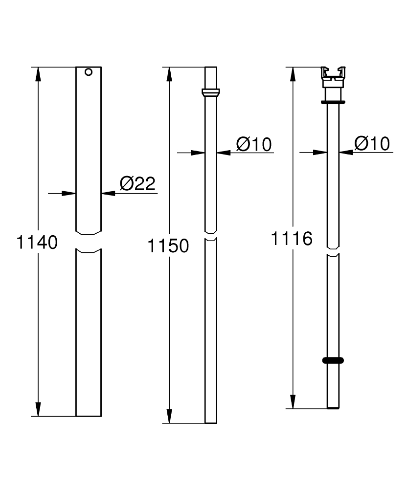 Teava sistem dus Grohe Retrofit bara dus 1140 mm, potrivit pentru Rainshower, Euphoria si Tempesta, crom [2]