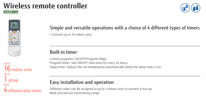 Telecomanda Fujitsu fara fir cu IR pentru aparate de aer conditionat, model UTY-LNHY [3]