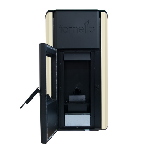 Termosemineu pe peleti Fornello model Royal 25 kw, crem, tiraj fortat, complet echipat, telecomanda, automatizare [2]