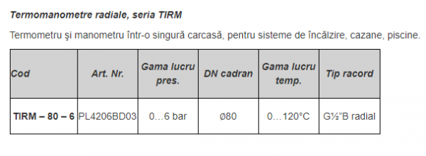 Termomanometru radial DN 80 mm, 0/6 bar, 0/120 °C [2]