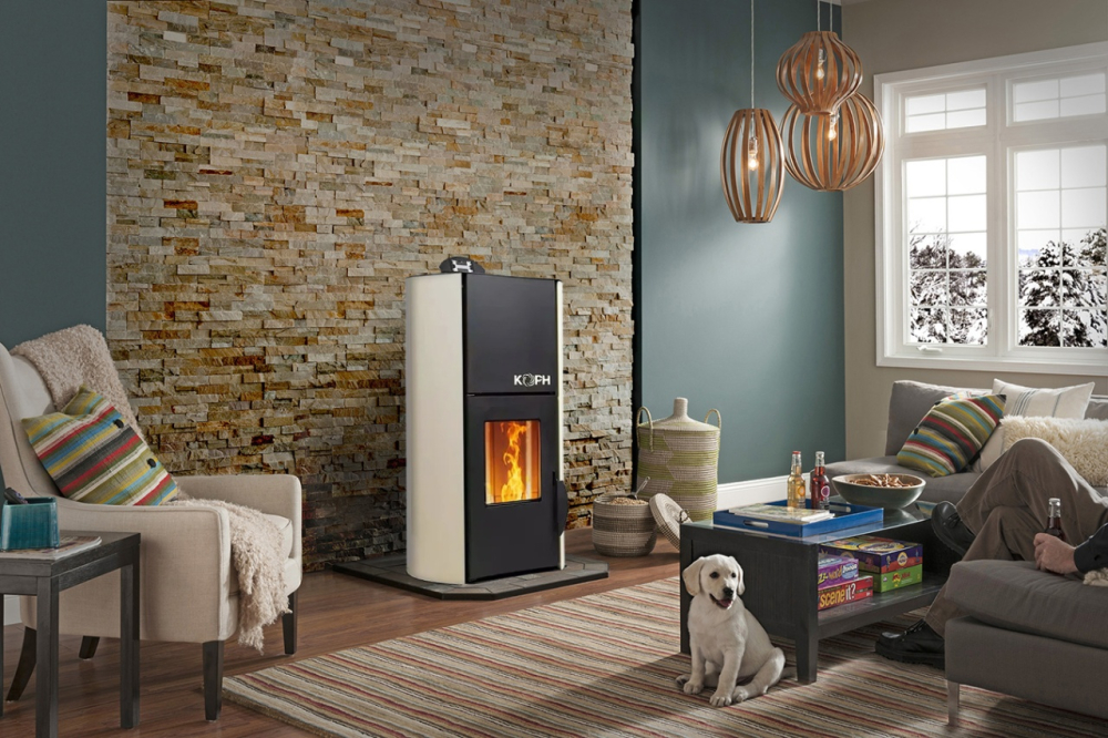 Termosemineu cu peleti KOPH PM 18 kW, 120 mp, buncar 15 kg, diametru cos fum ⌀80 mm, pompa recirculare si vas expansiune incorporate, Crem [8]